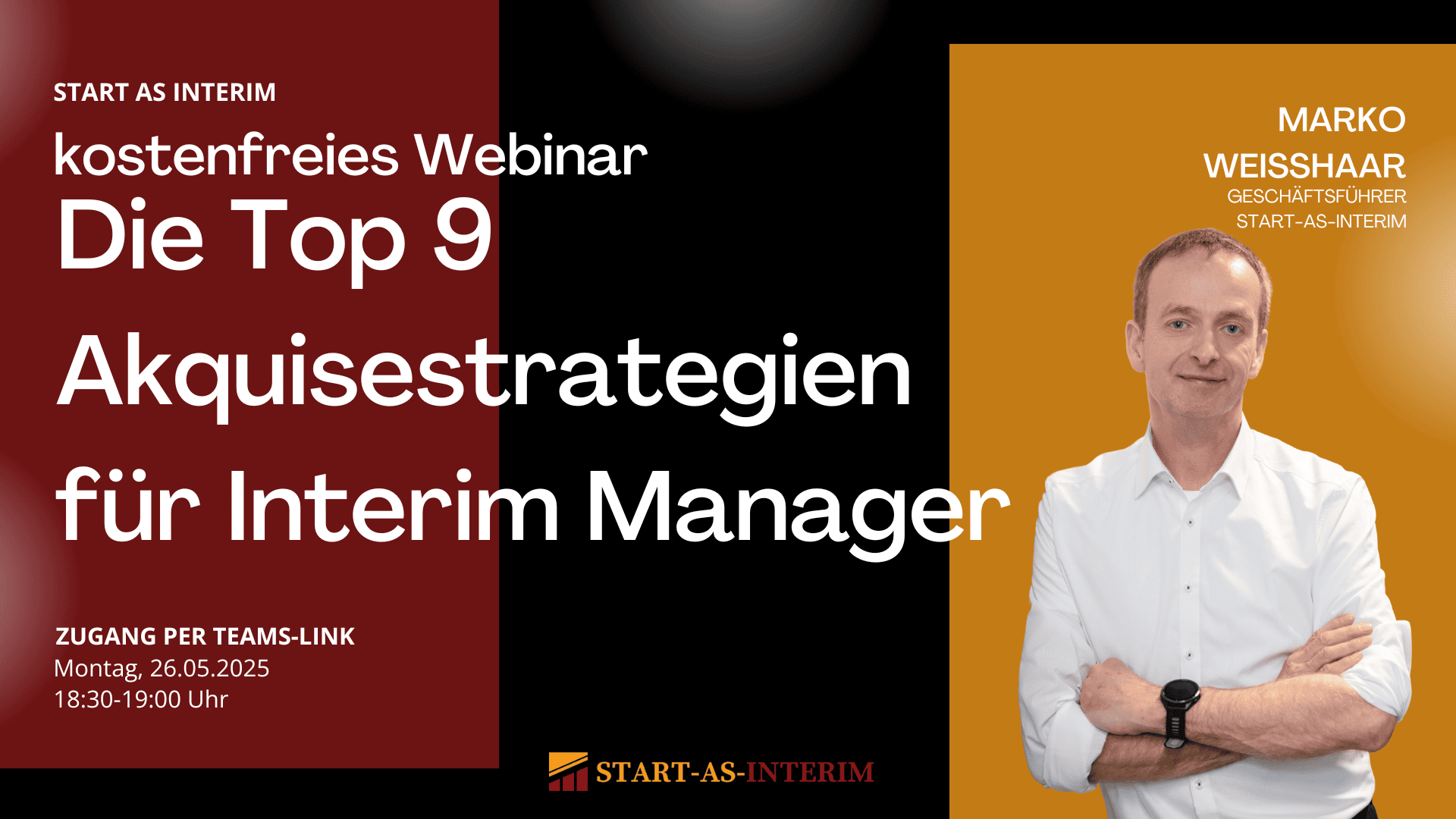 Kostenfreies Webinar: „Die Top 9 Akquisestrategien für Interim Manager“